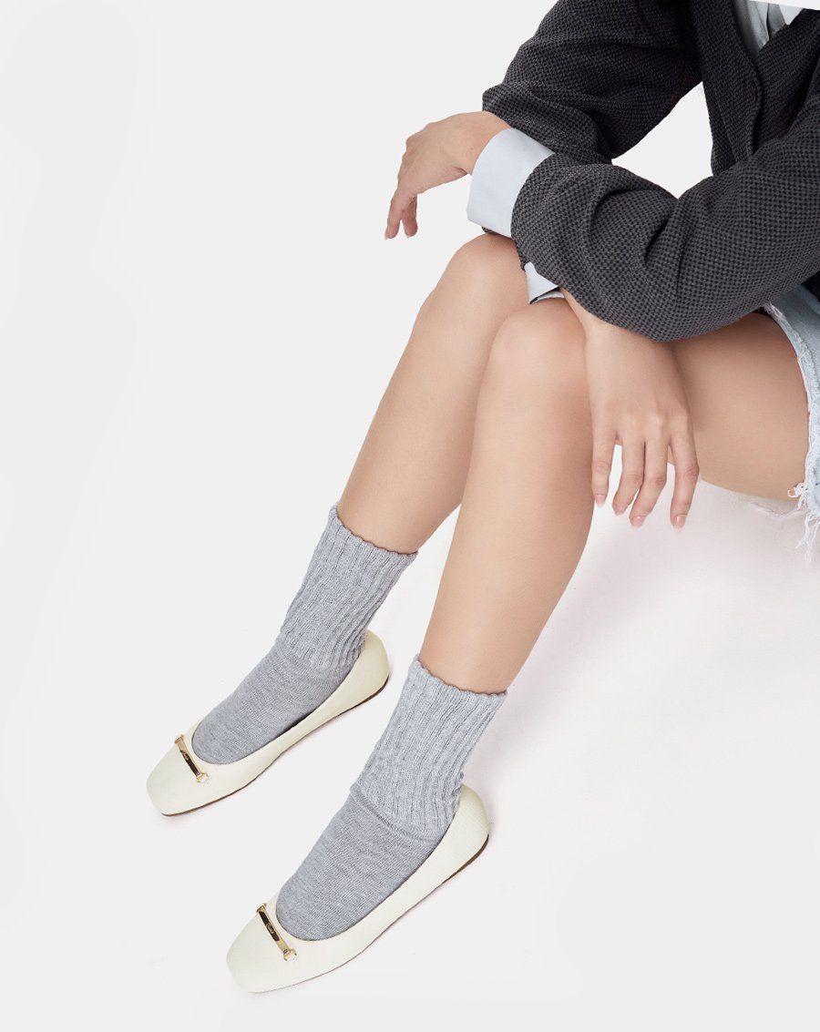 Giày Búp Bê Ballerina Đính Khóa Trang Trí