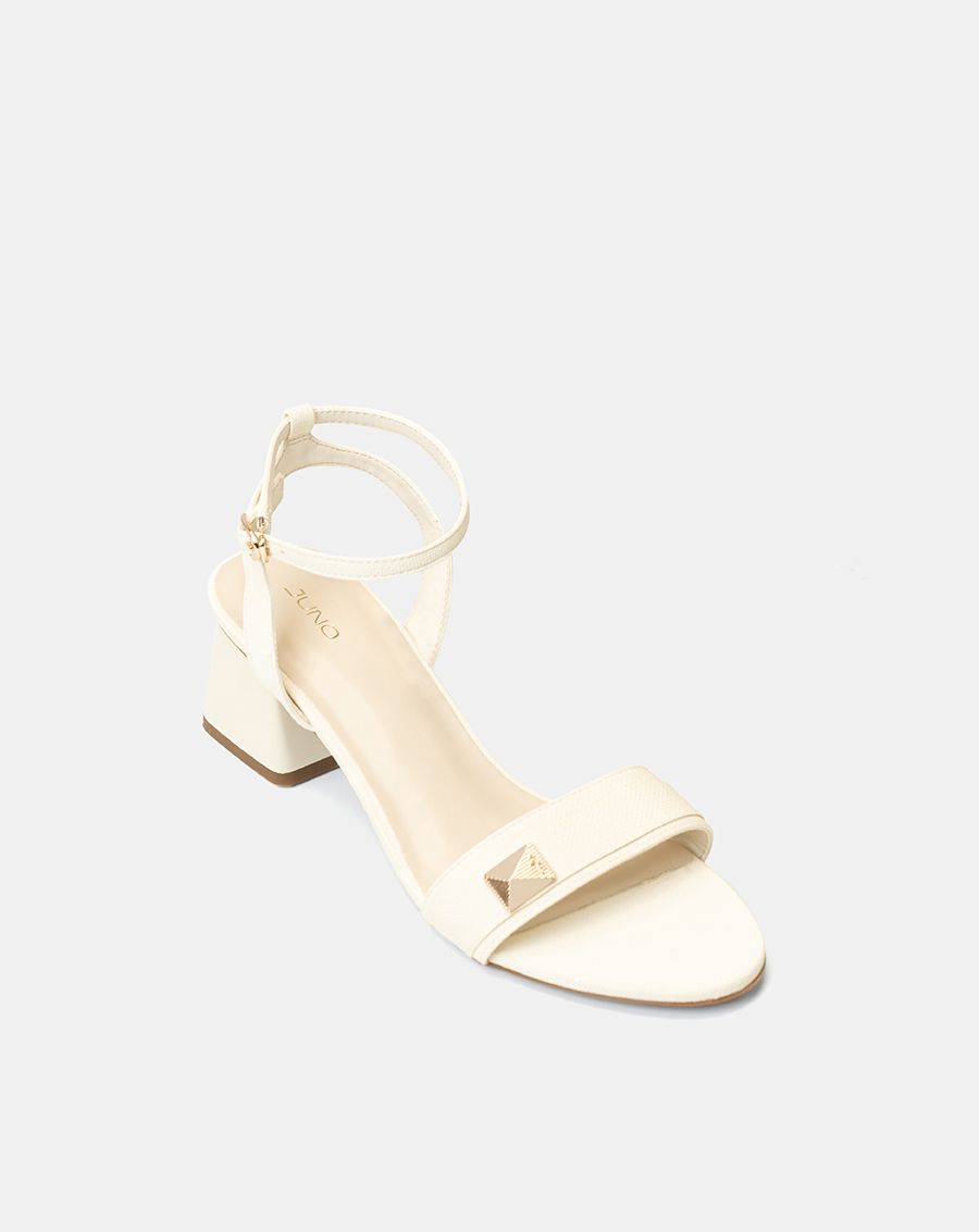 Giày Sandal Gót Vuông Phối Khóa Trang Trí