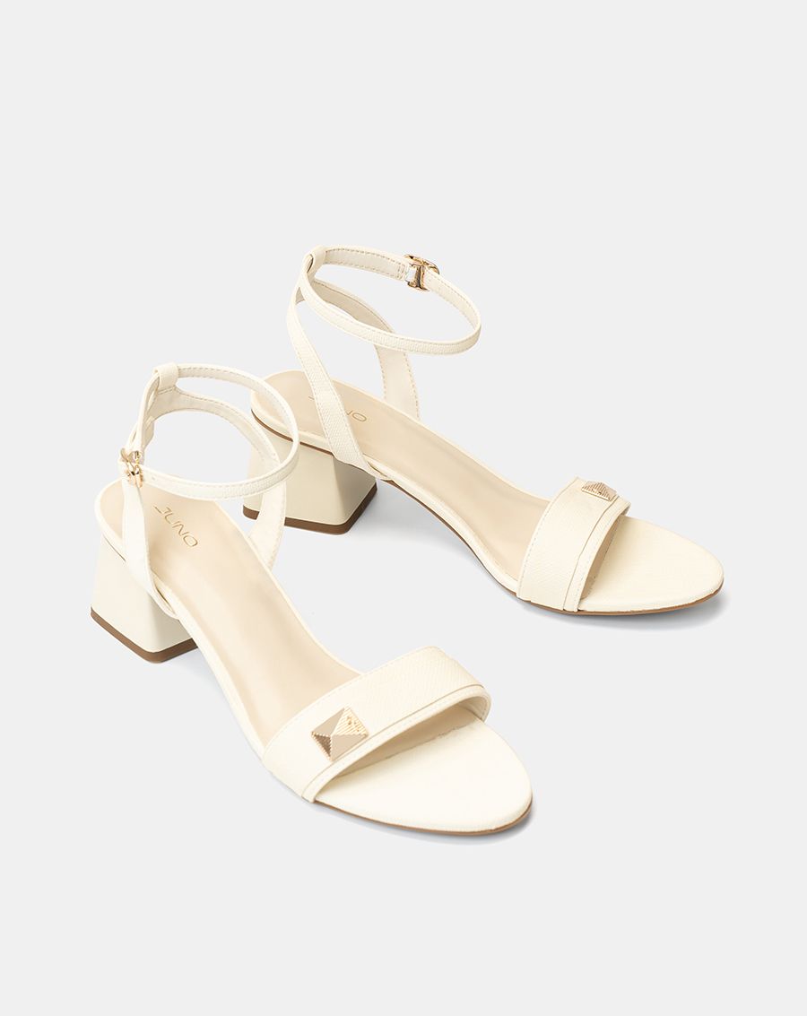 Giày Sandal Gót Vuông Phối Khóa Trang Trí