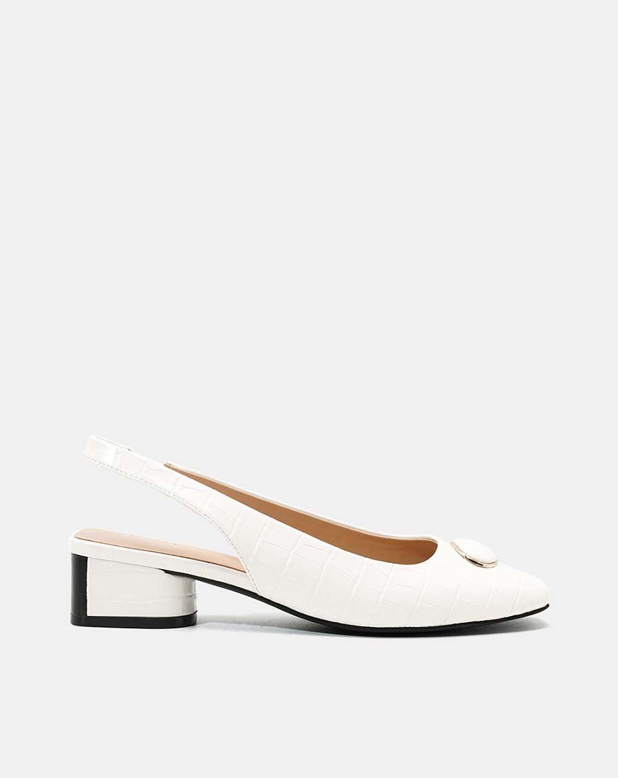 Giày cao gót slingback khoá trang trí