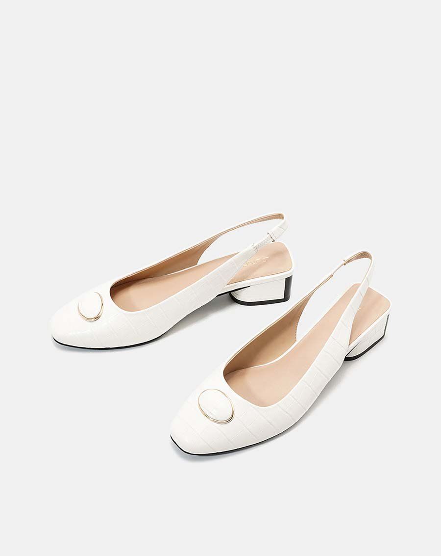 Giày cao gót slingback khoá trang trí