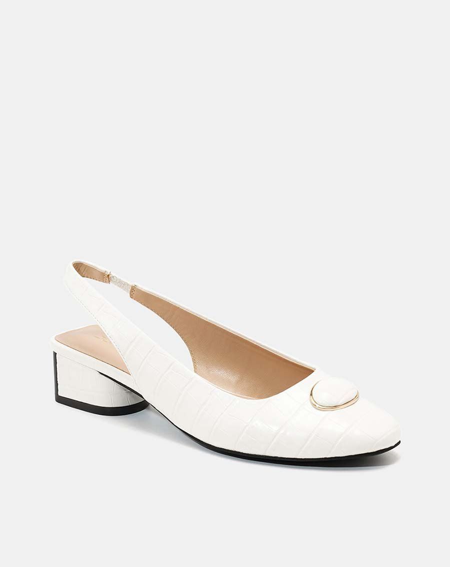 Giày cao gót slingback khoá trang trí