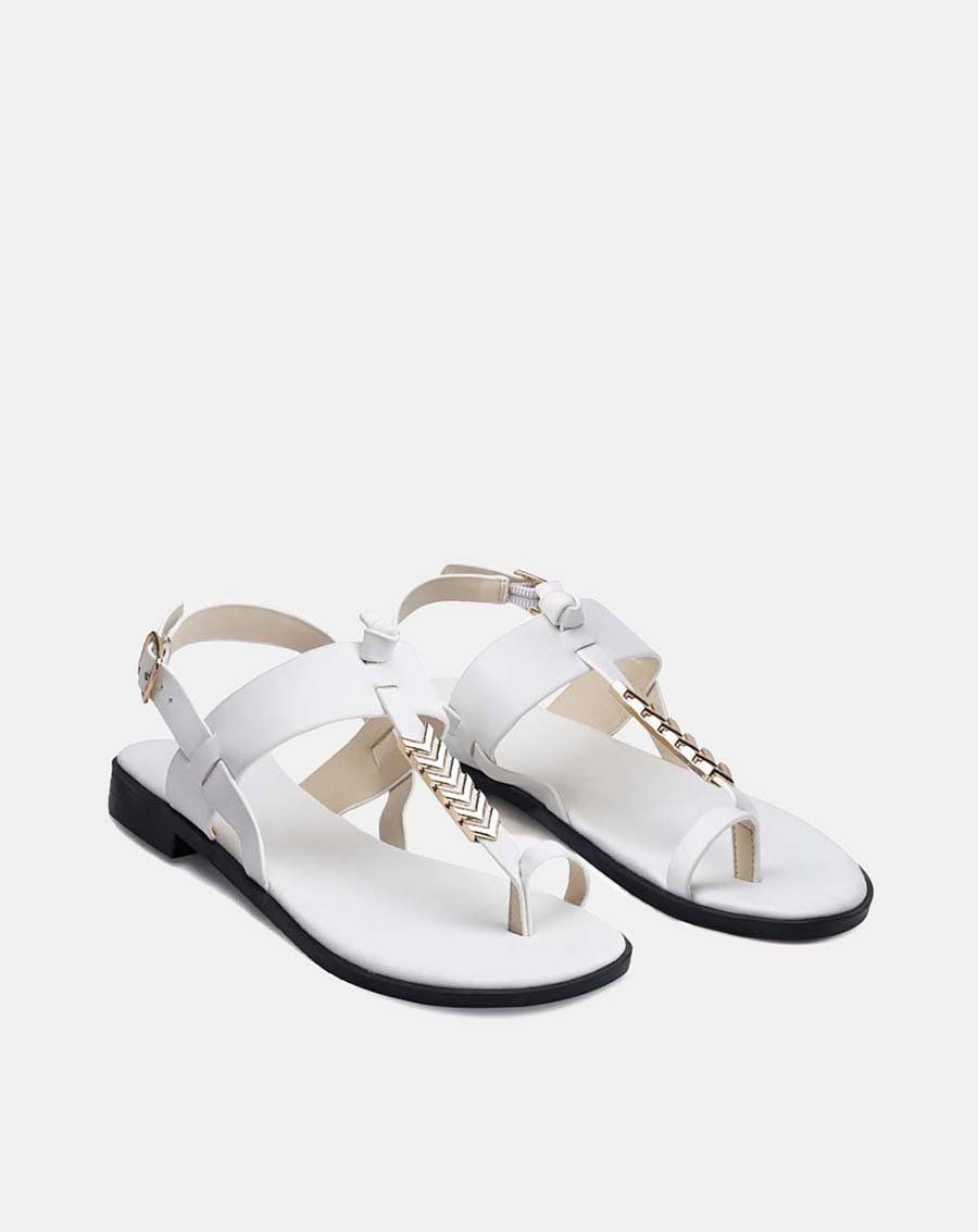 Giày sandal t-strap khóa trang trí