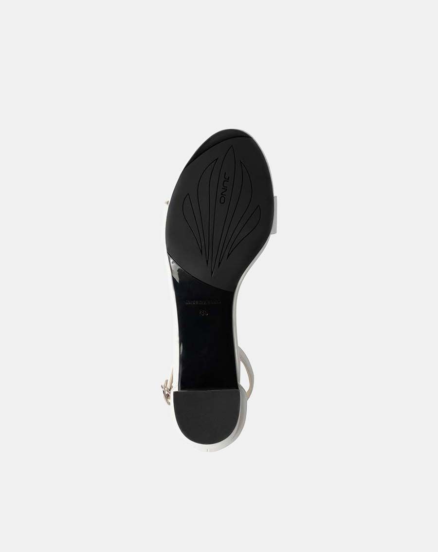 Giày sandal gót vuông đính hoa trang trí