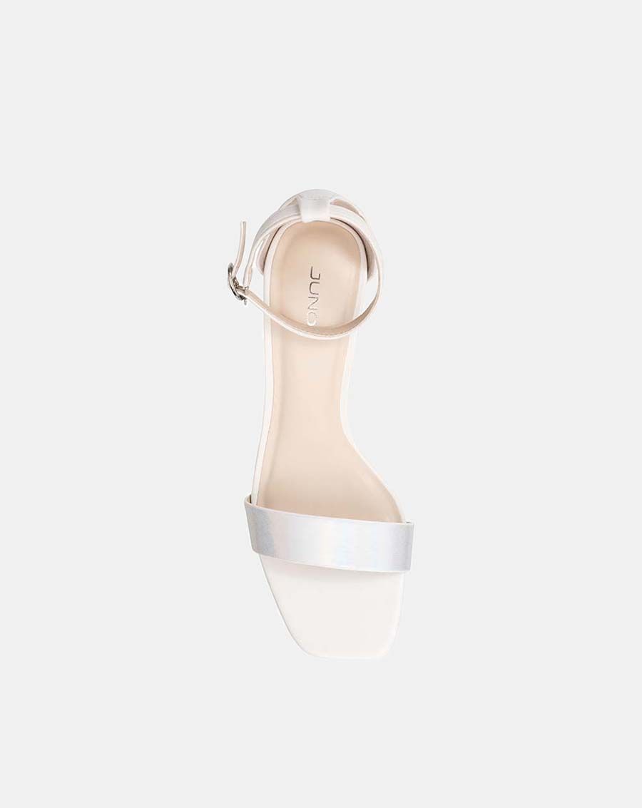 Giày sandal gót vuông phối si hologram