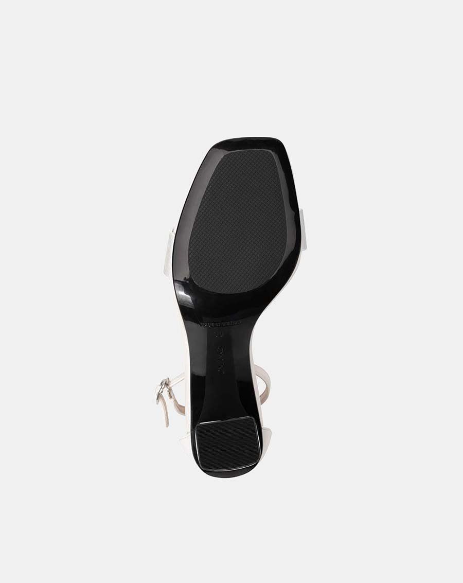 Giày sandal gót vuông phối si hologram