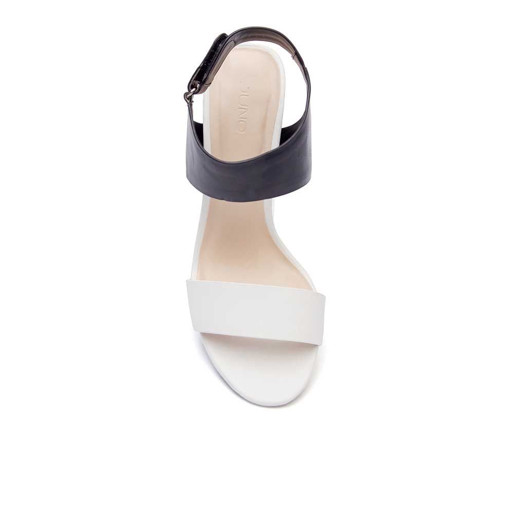 Giày xăng đan gót trụ 9cm quai phối màu SD09066