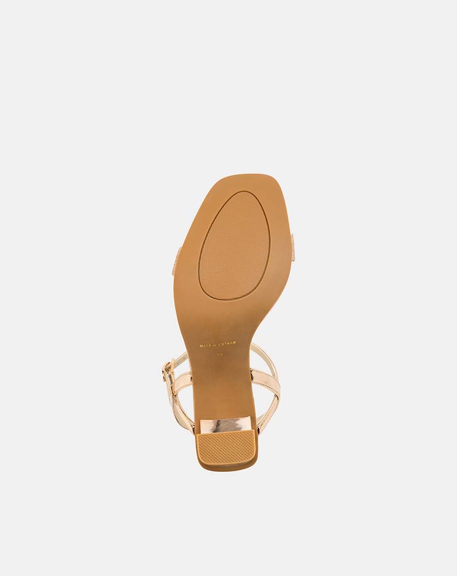 Giày sandal kim tuyến gót thô