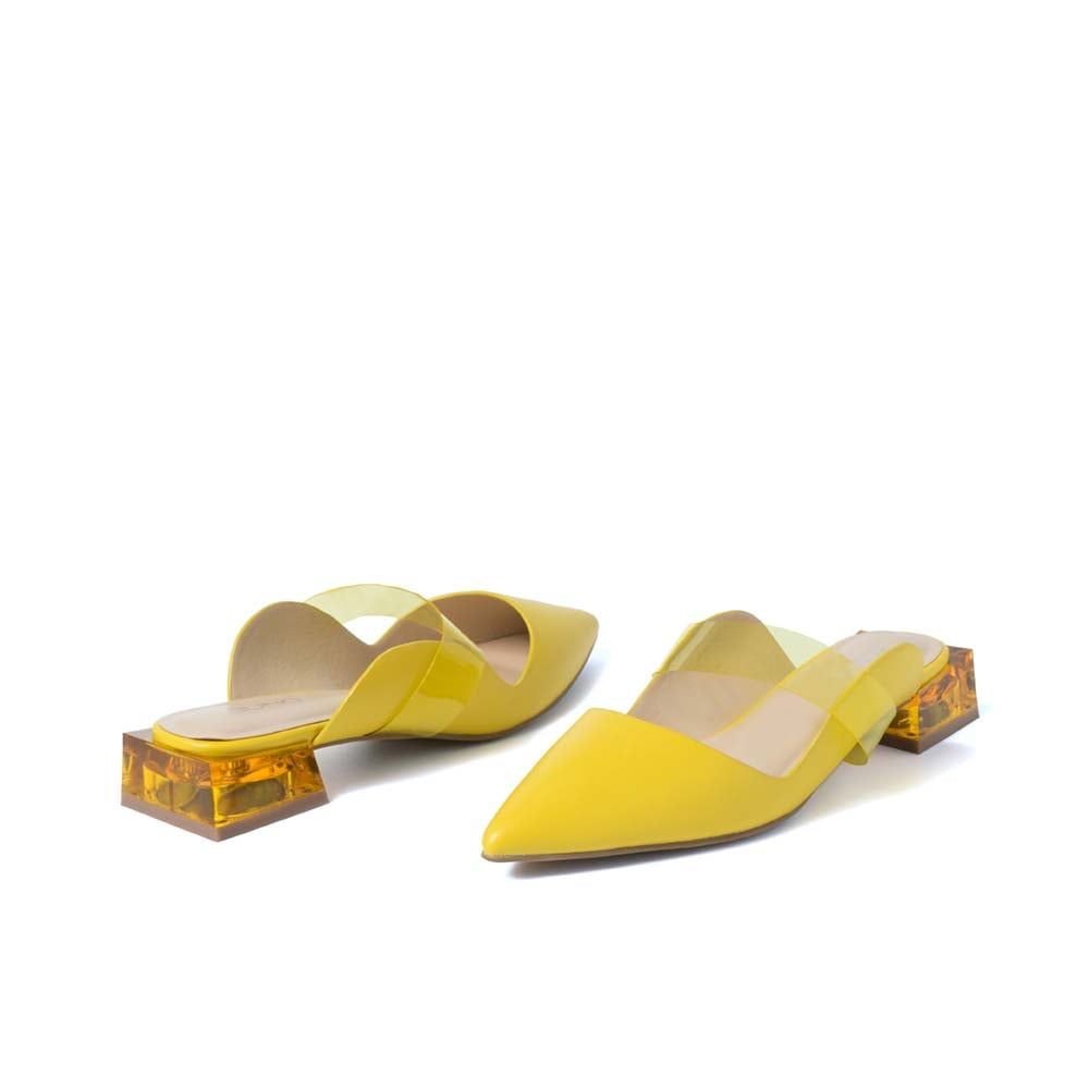 Giày mules gót trong suốt