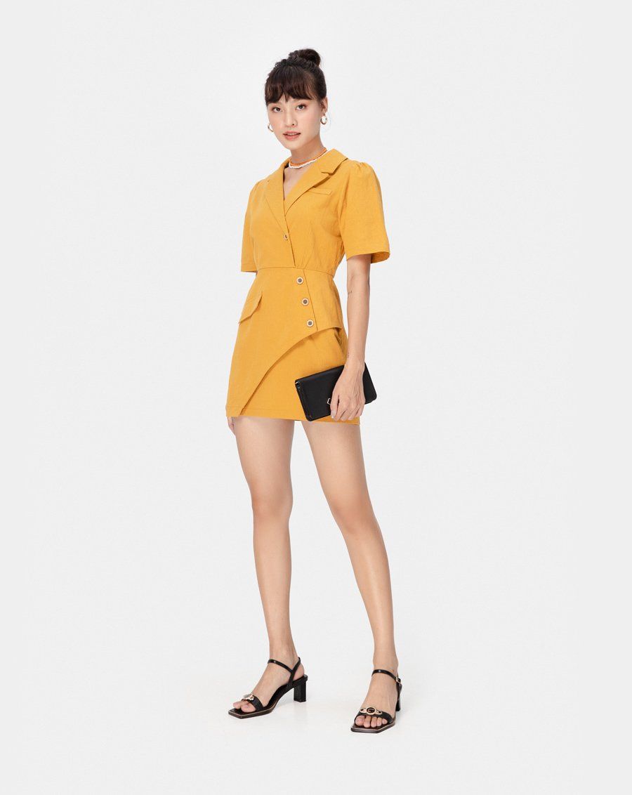 Đầm ngắn cổ vest tà đắp chéo