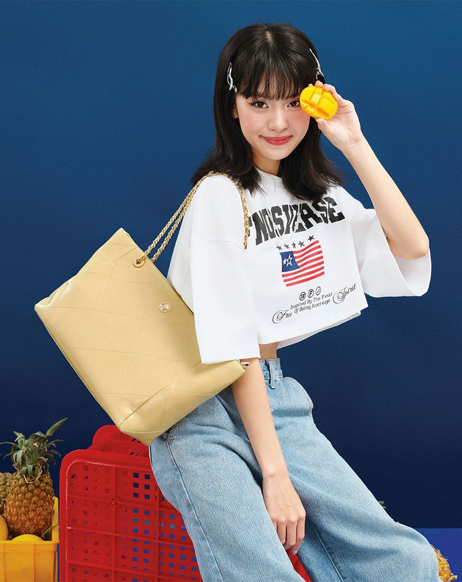 Túi Xách Lớn Tote Phối Khoá Trang Trí