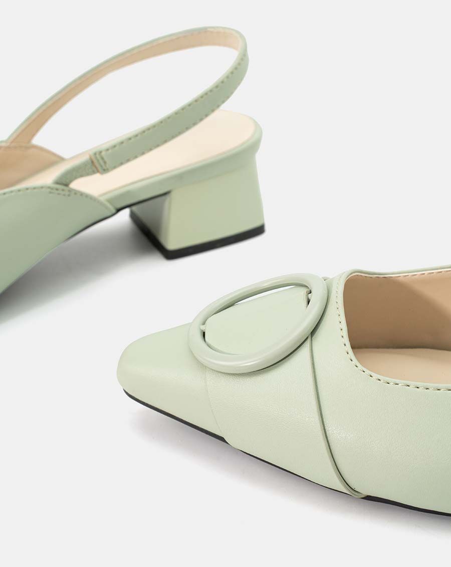 Giày cao gót slingback gắn khóa trang trí