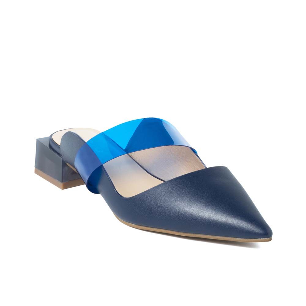 Giày mules gót trong suốt
