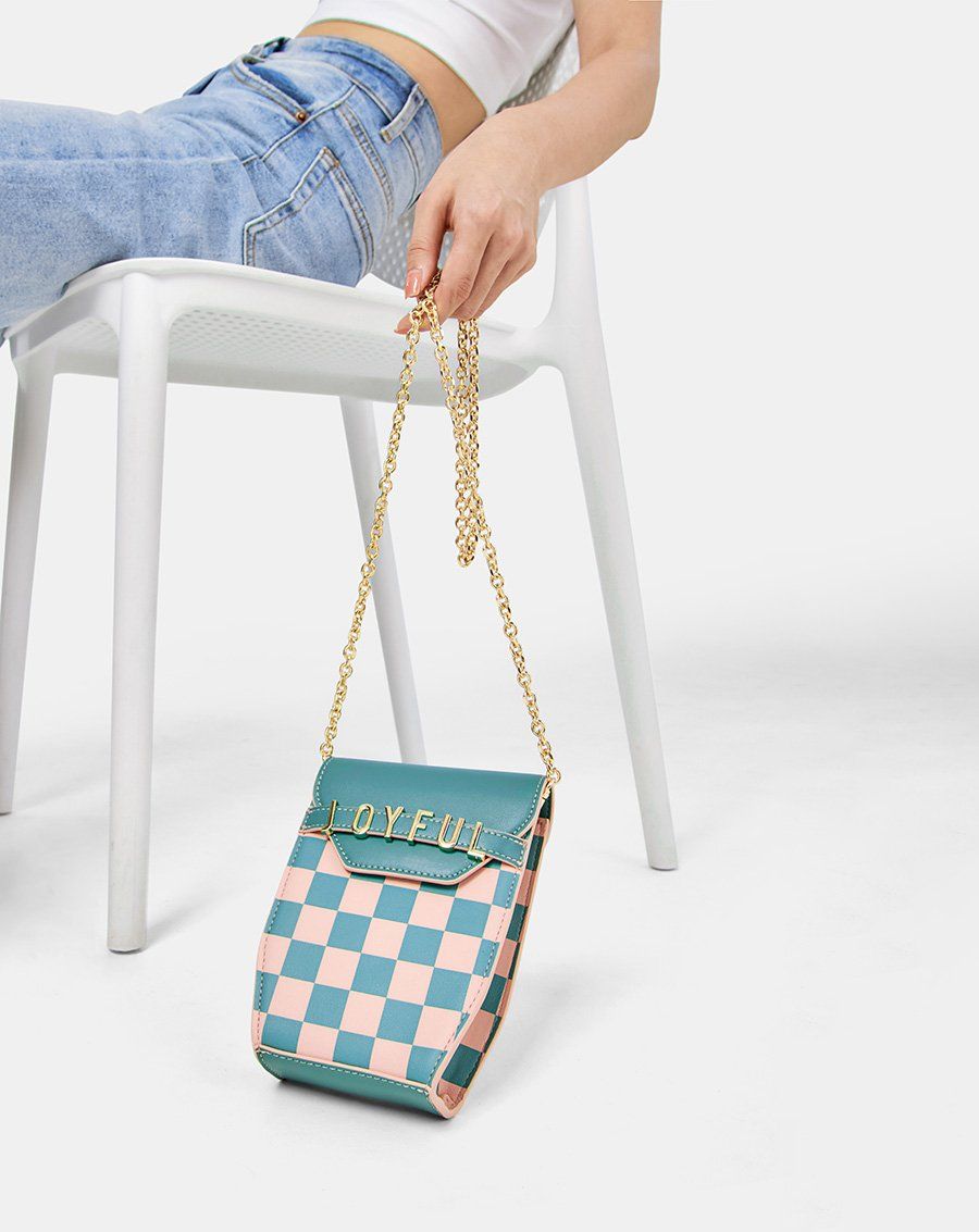 Túi Xách Nhỏ Joyful Kết Hợp Họa Tiết Checkerboard - Outlet