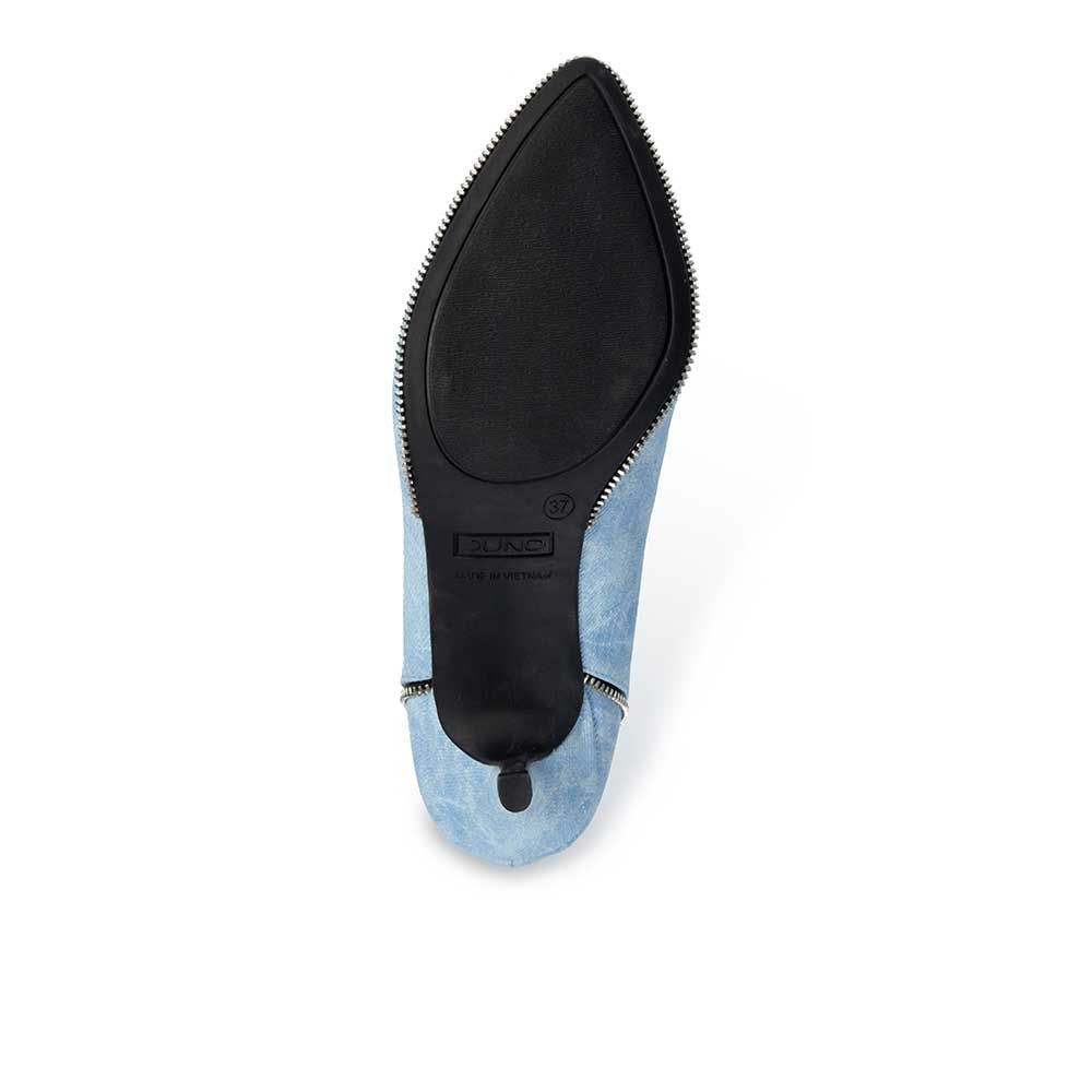 Giày cao gót mũi nhọn da giả jean CG07076