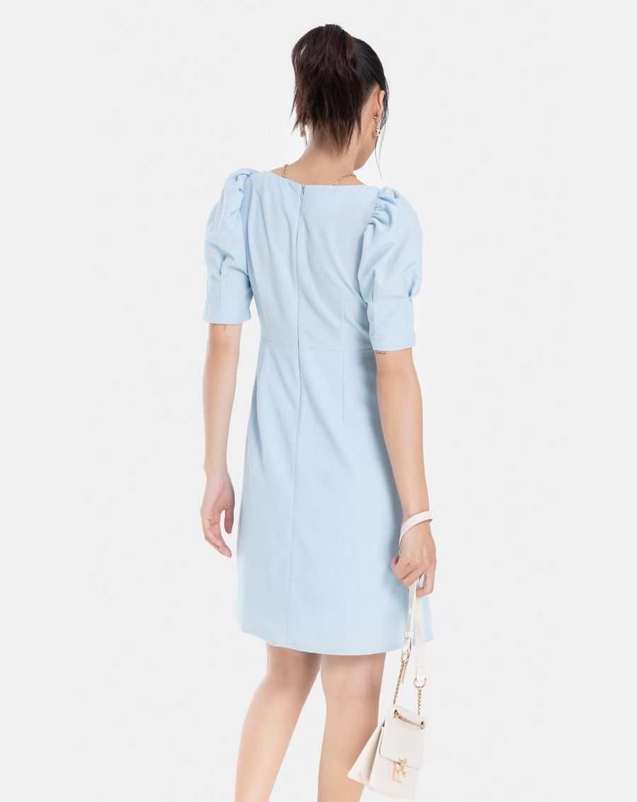 Đầm lửng tay phồng nhúng ngực