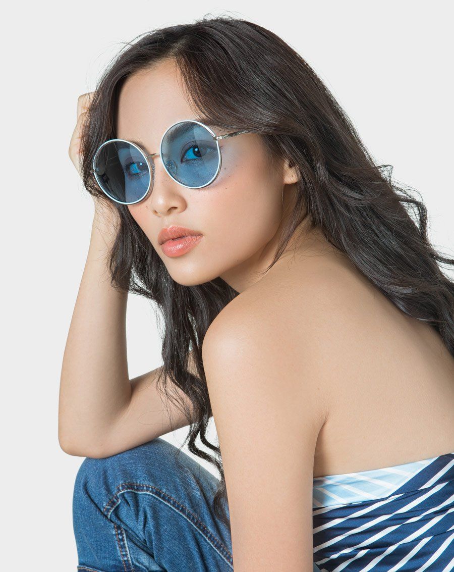 Mắt kính tròn kim loại phối viền
