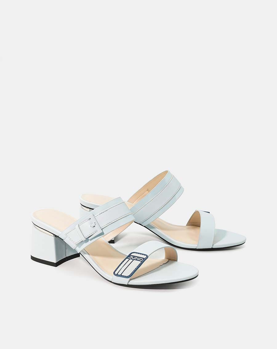 Giày sandal gót vuông viền kim loại
