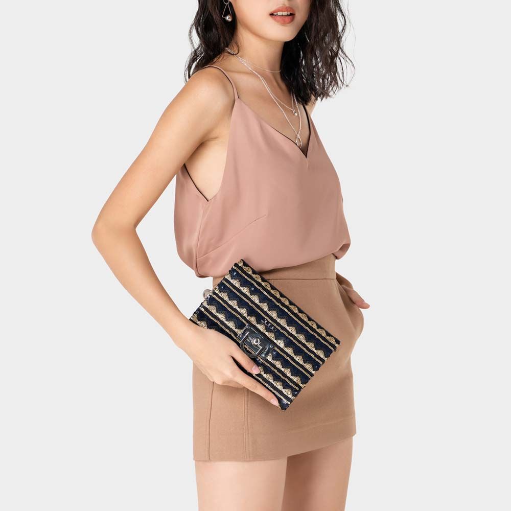 Clutch cầm tay sequin phối màu TXN268