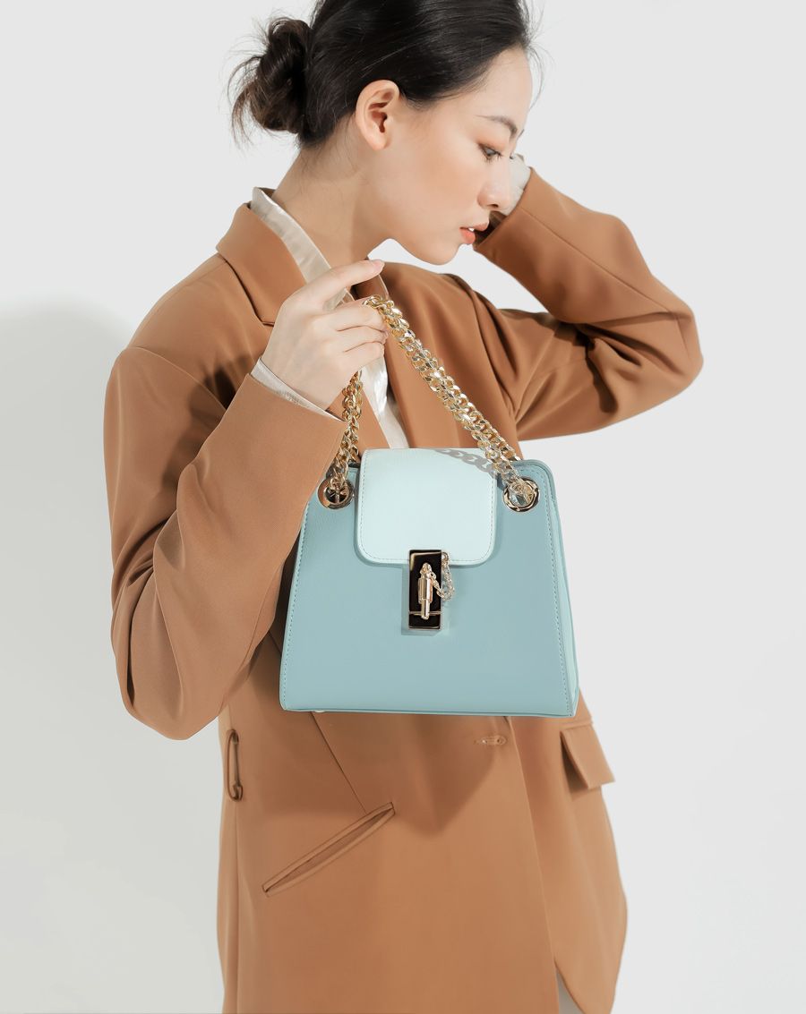 Túi xách nhỏ satchel cách điệu khóa gài