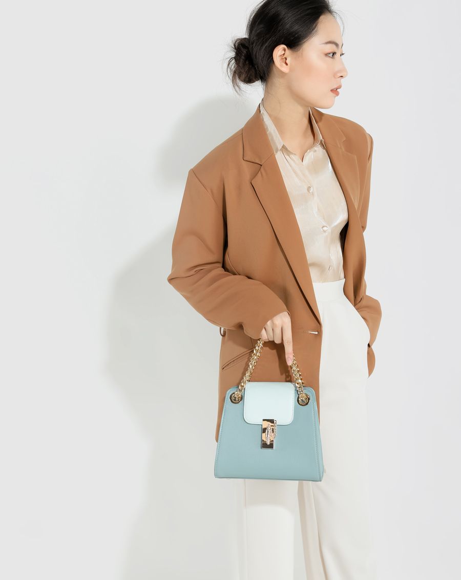 Túi xách nhỏ satchel cách điệu khóa gài