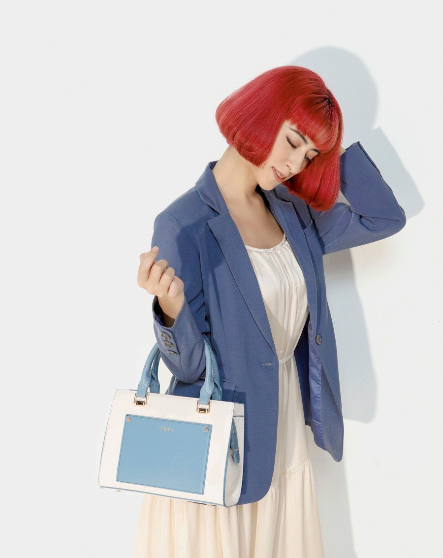 Túi xách trung satchel phối 2 tone