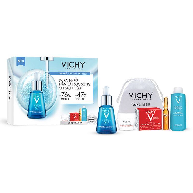 Combo Dưỡng Da Vichy Set Mineral 89 Probiotic Fractions 30ml + Bộ Skincare Kit 3 Món