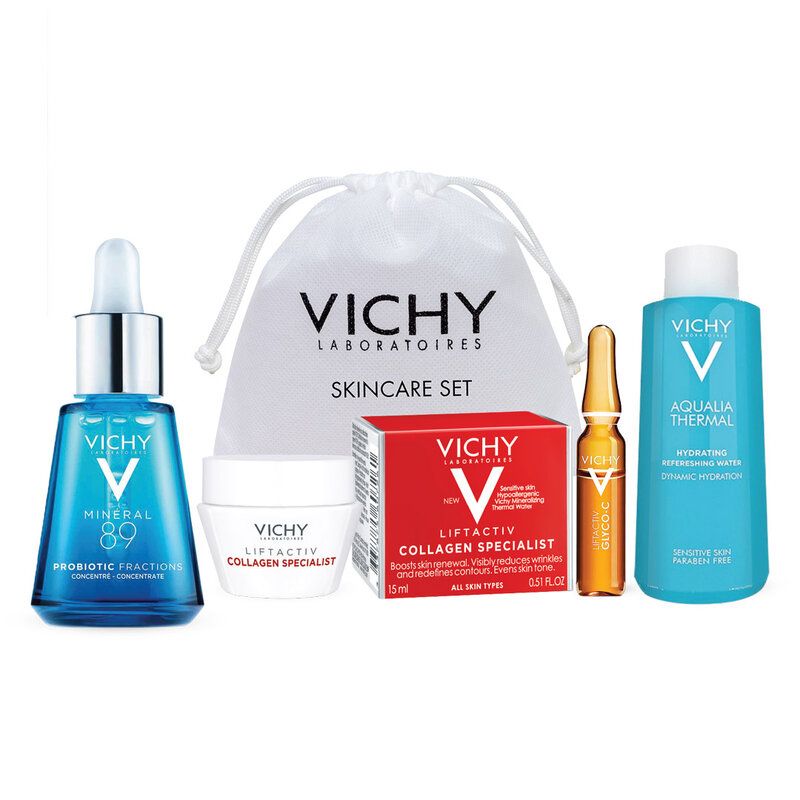 Combo Dưỡng Da Vichy Set Mineral 89 Probiotic Fractions 30ml + Bộ Skincare Kit 3 Món