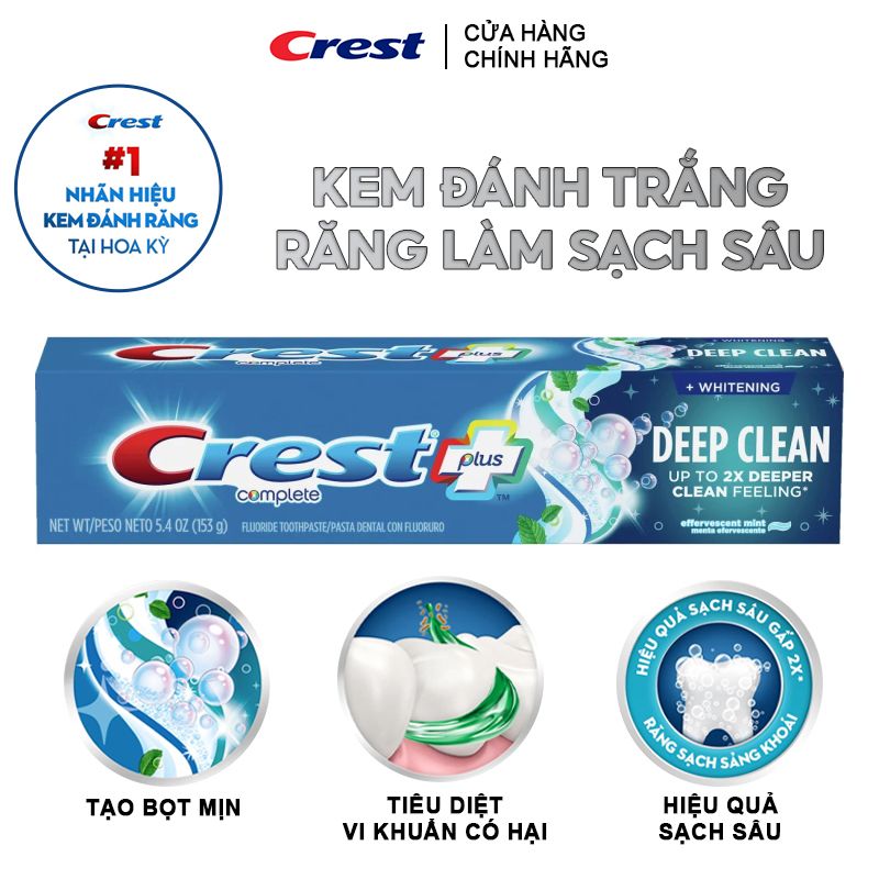 Kem Đánh Trắng Răng Làm Sạch Sâu Crest Complete Whitening + Deep Clean