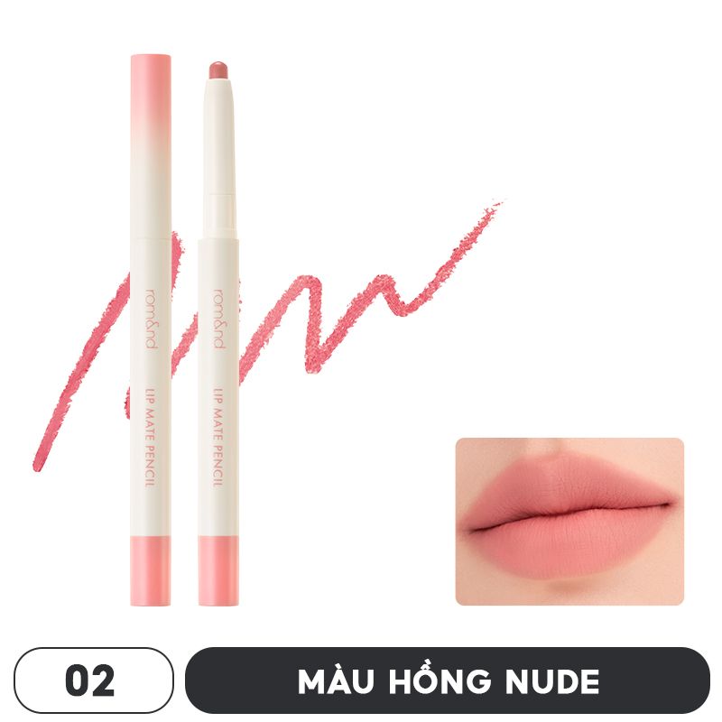 Chì Kẻ Viền Môi Nhung Lì, Lâu Trôi, Thiết Kế 2 Đầu Romand Lip Mate Pencil 0.5g