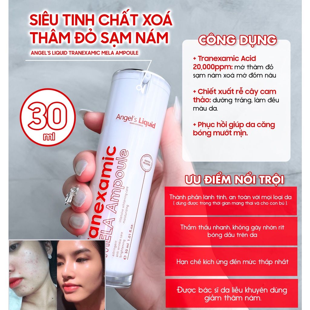 Tinh Chất Hỗ Trợ Cải Thiện Thâm Đỏ, Mờ Sạm Nám Angel's Liquid Tranexamic Mela Ampoule 30ml