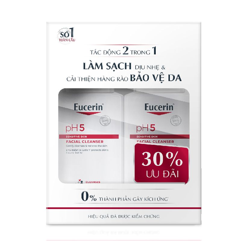 Sữa Rửa Mặt Làm Sạch Sâu Cho Da Nhạy Cảm Eucerin pH5 Facial Cleanser Sensitive Skin