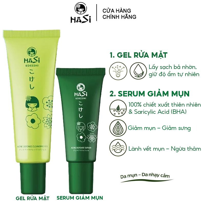 [2 Items] Bộ Sản Phẩm Hỗ Trợ Giảm Mụn Hasi Puredoll Acne Defense Set (date 1/2025)