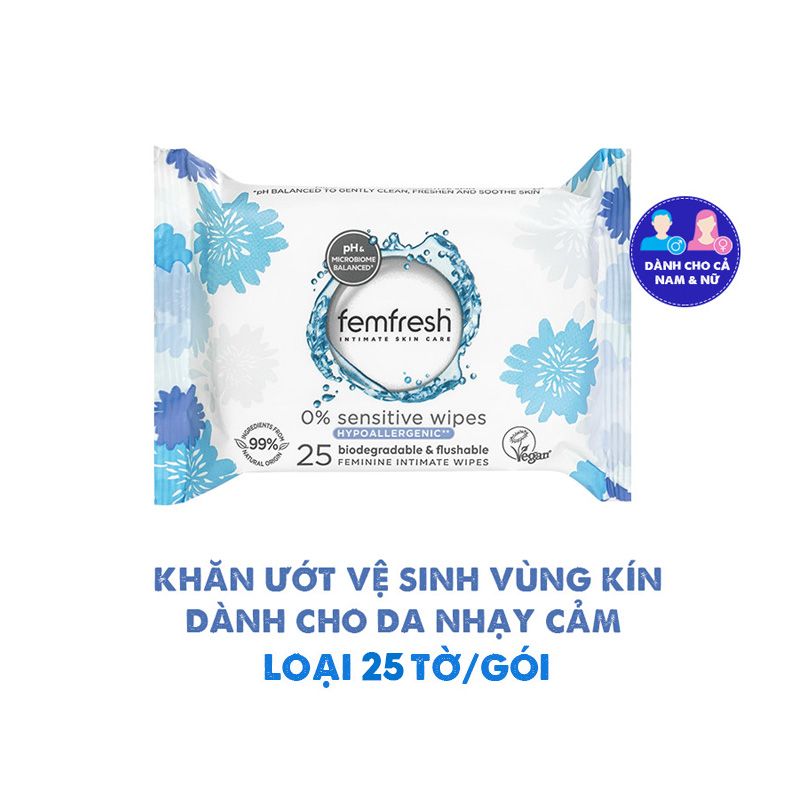 Khăn Ướt Vệ Sinh Vùng Kín Phụ Nữ Cao Cấp Femfresh Intimate Skincare Wipes (Che tên sản phẩm khi giao hàng)