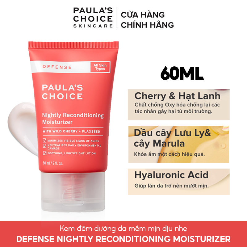 Kem Dưỡng Ẩm Ban Đêm, Chống Lão Hóa Paula's Choice Defense Nightly Reconditioning Moisturizer 60ml