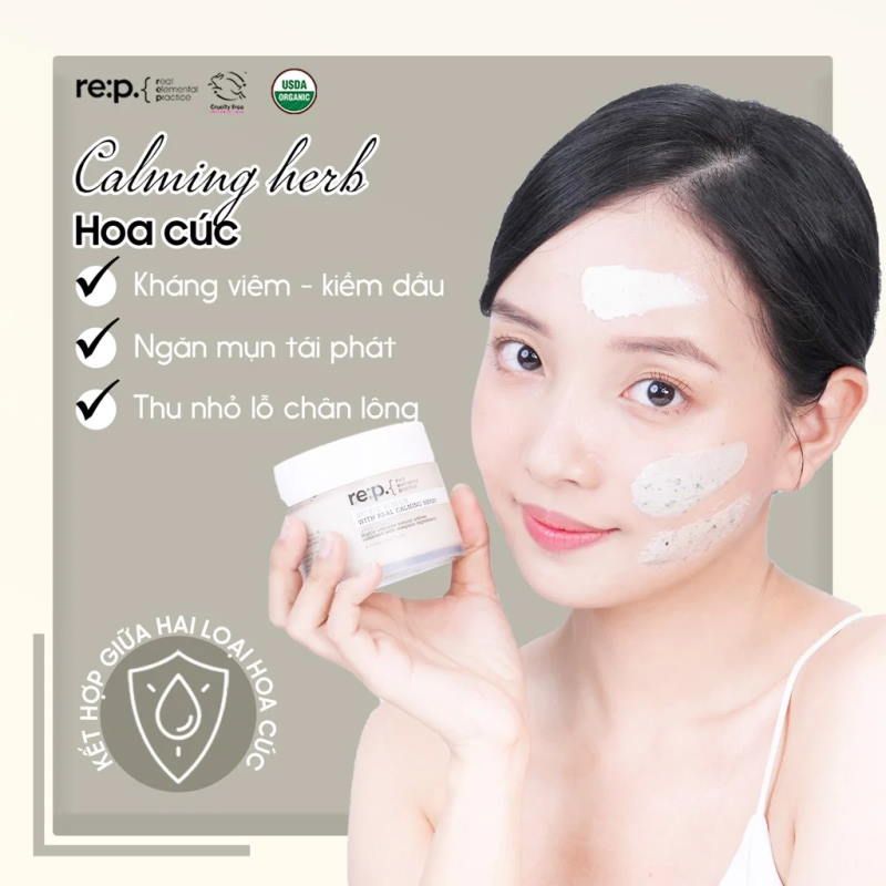 Mặt Nạ Đất Sét Thu Nhỏ Lỗ Chân Lông, Phục Hồi Da Chiết Xuất Cây Hương Thảo Re:p Bio Fresh Mask With Real Nutrition Herbs 130g