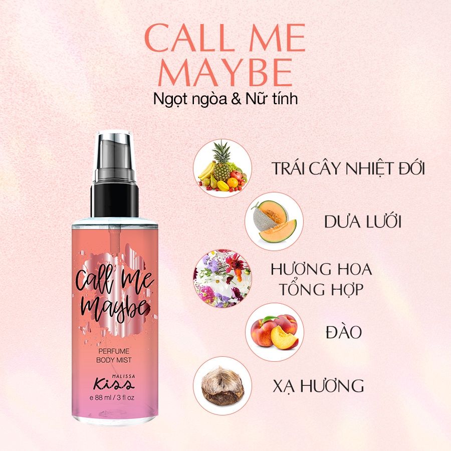 Xịt Thơm Toàn Thân Hương Nước Hoa Malissa Kiss Perfume Mist - Blossom 88ml