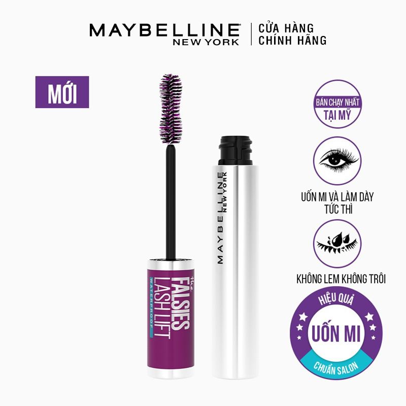 Mascara Uốn Mi, Làm Dài Và Dày Mi Tức Thì Maybelline The Falsies Lash Lift Waterproof - Very Black 8.6ml