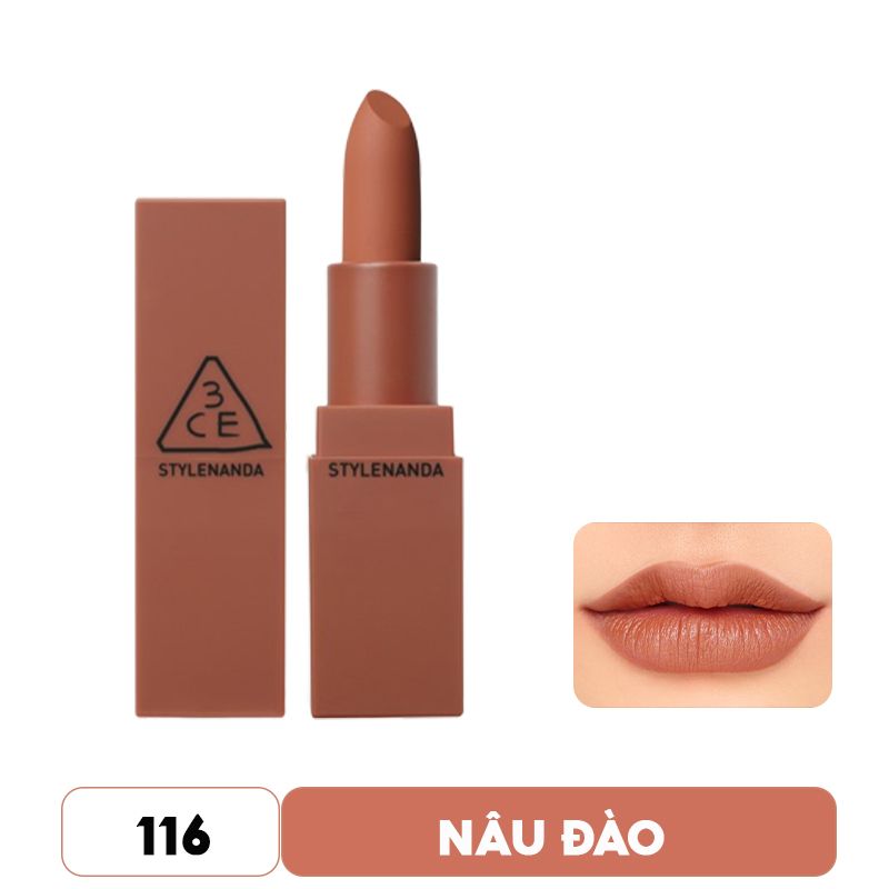 [Màu 114 - 909] Son Thỏi Lì 3CE Mood Recipe Matte Lip Color 3.5g (Vỏ Đỏ)