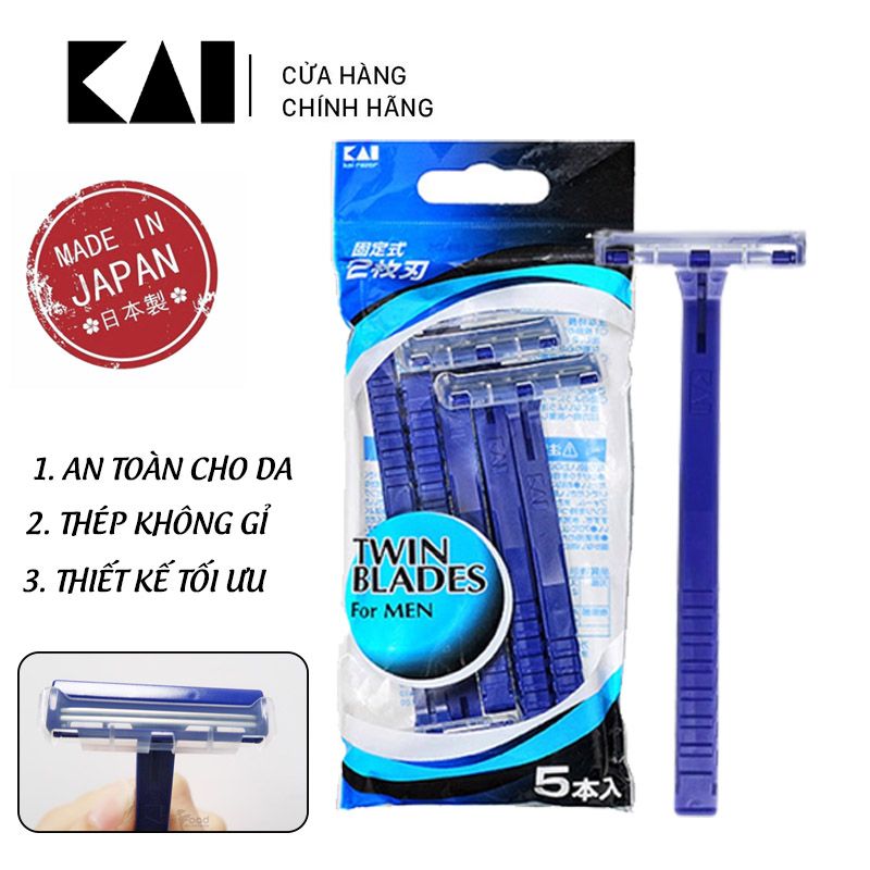 Set Dao Cạo Kai 2 Lưỡi Kép - Set 5 Cây