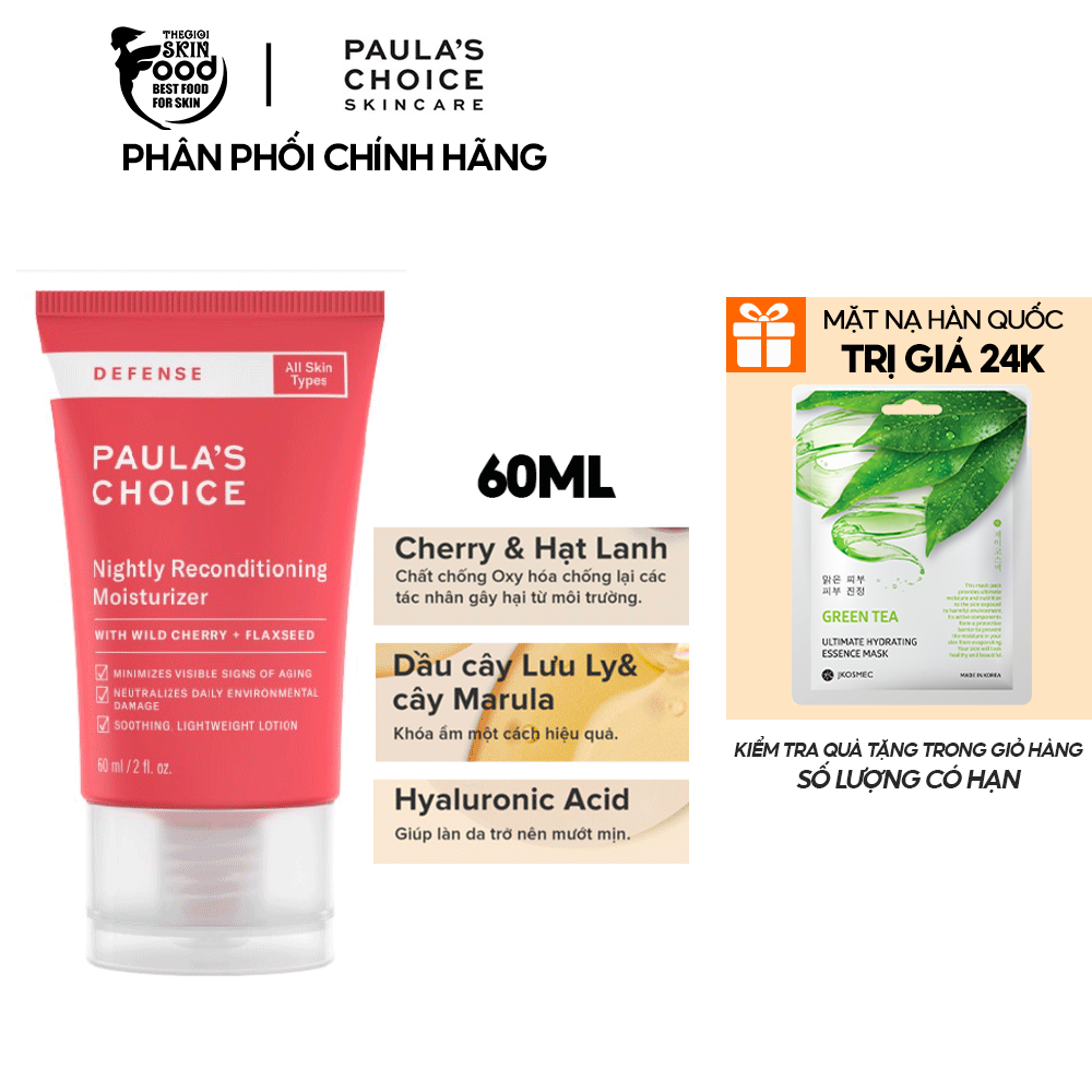 Kem Dưỡng Ẩm Ban Đêm, Chống Lão Hóa Paula's Choice Defense Nightly Reconditioning Moisturizer 60ml