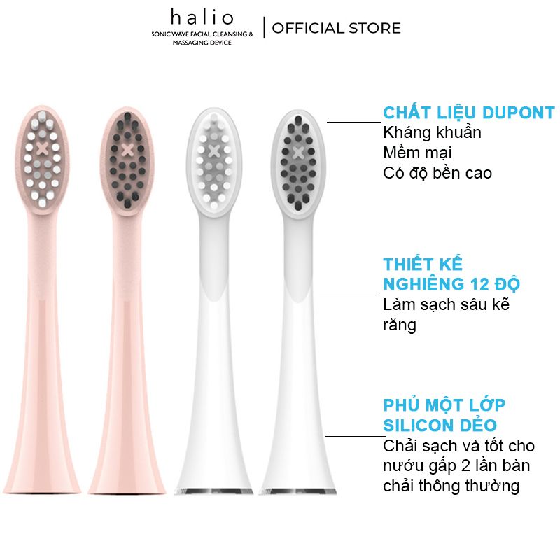 Set 2 Đầu Bàn Chải Điện Halio Sonic Whitening Electric Toothbrush Refill Head #PERIWINKLE - MÀU TÍM