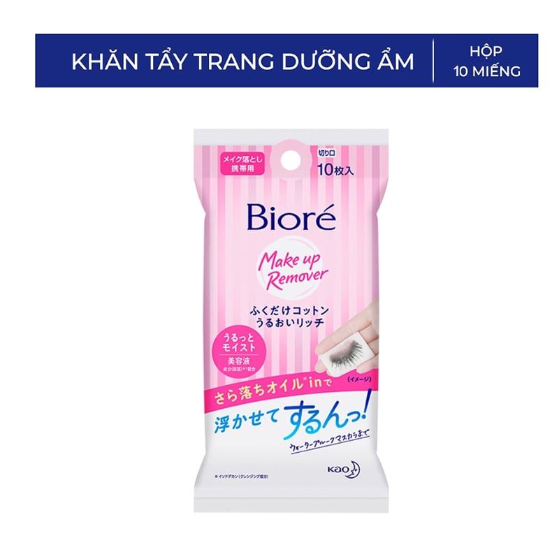 [Gói 10 Miếng] Khăn Tẩy Trang Bioré Cleansing Cotton Rich Moisture