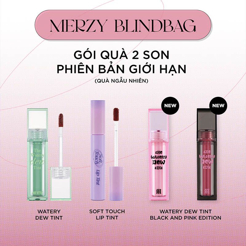 [NEW][DEW4 - XANH DƯƠNG] Son Tint Bóng Dạng Thạch, Bền Màu, Lâu Trôi Cho Đôi Môi Căng Mọng, Ẩm Mịn Merzy The Watery Dew Tint 4g