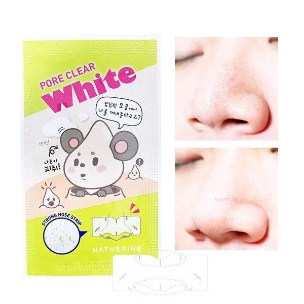 [1 Miếng] Miếng Dán Lột Mụn Đầu Đen Hatherine Pore Clear White Strong Nose Strip