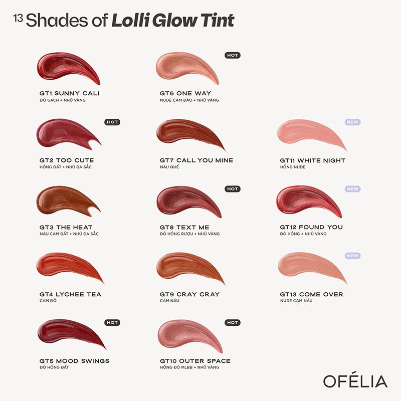 Son Tint Bóng, Lâu Trôi Cho Đôi Môi Căng Mọng Ofélia Lolli Glow Tint 3.9g