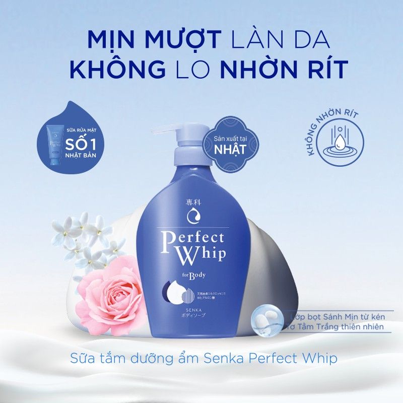 Sữa Tắm Dưỡng Ẩm Hương Hoa Hồng & Hoa Nhài Senka Perfect Whip For Body 500ml