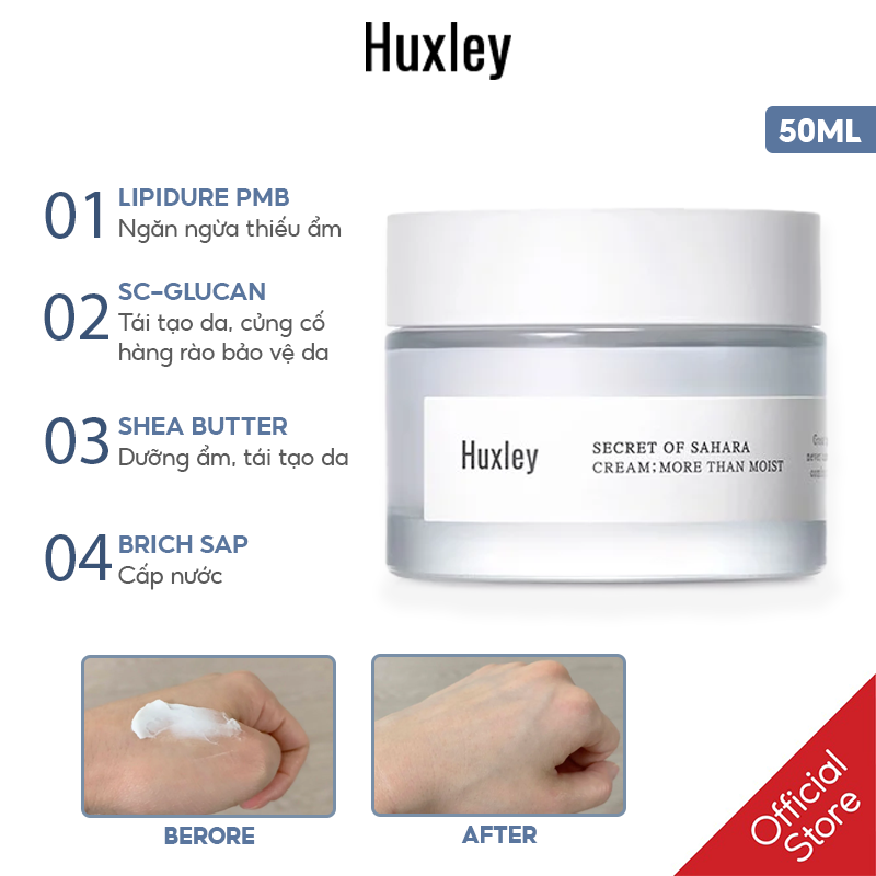 Kem Dưỡng Ẩm Sâu, Bảo Vệ Da Có Chiết Xuất Từ Xương Rồng Huxley Cream More Than Moist 50ml