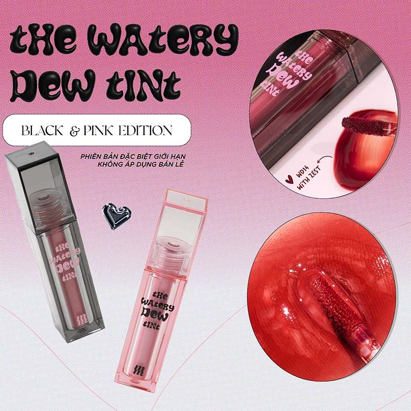 [BLIND BAG][WD14 EDITION] Son Tint Bóng Merzy The Watery Dew Tint Black Pink Edition + Son Kem Lì Merzy Soft Touch Lip Tint Ver 2 - Túi Quà Bí Ẩn 7g