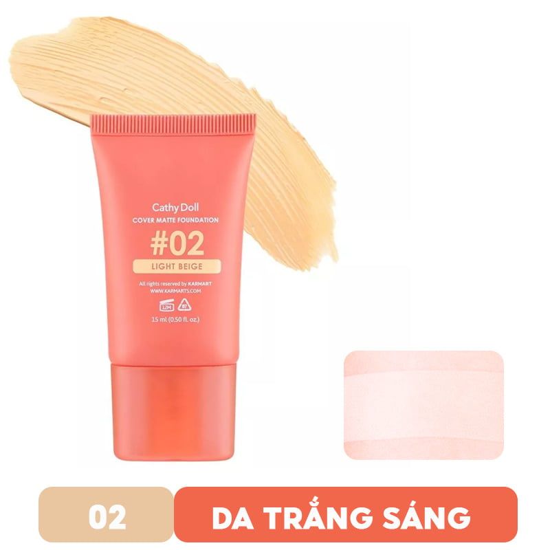 Kem Nền Kiềm Dầu, Che Phủ Tự Nhiên Cathy Doll Cover Matte Foundation SPF15 PA+++